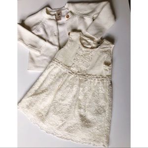 Baby girl 6-9 months cream dress and sweater